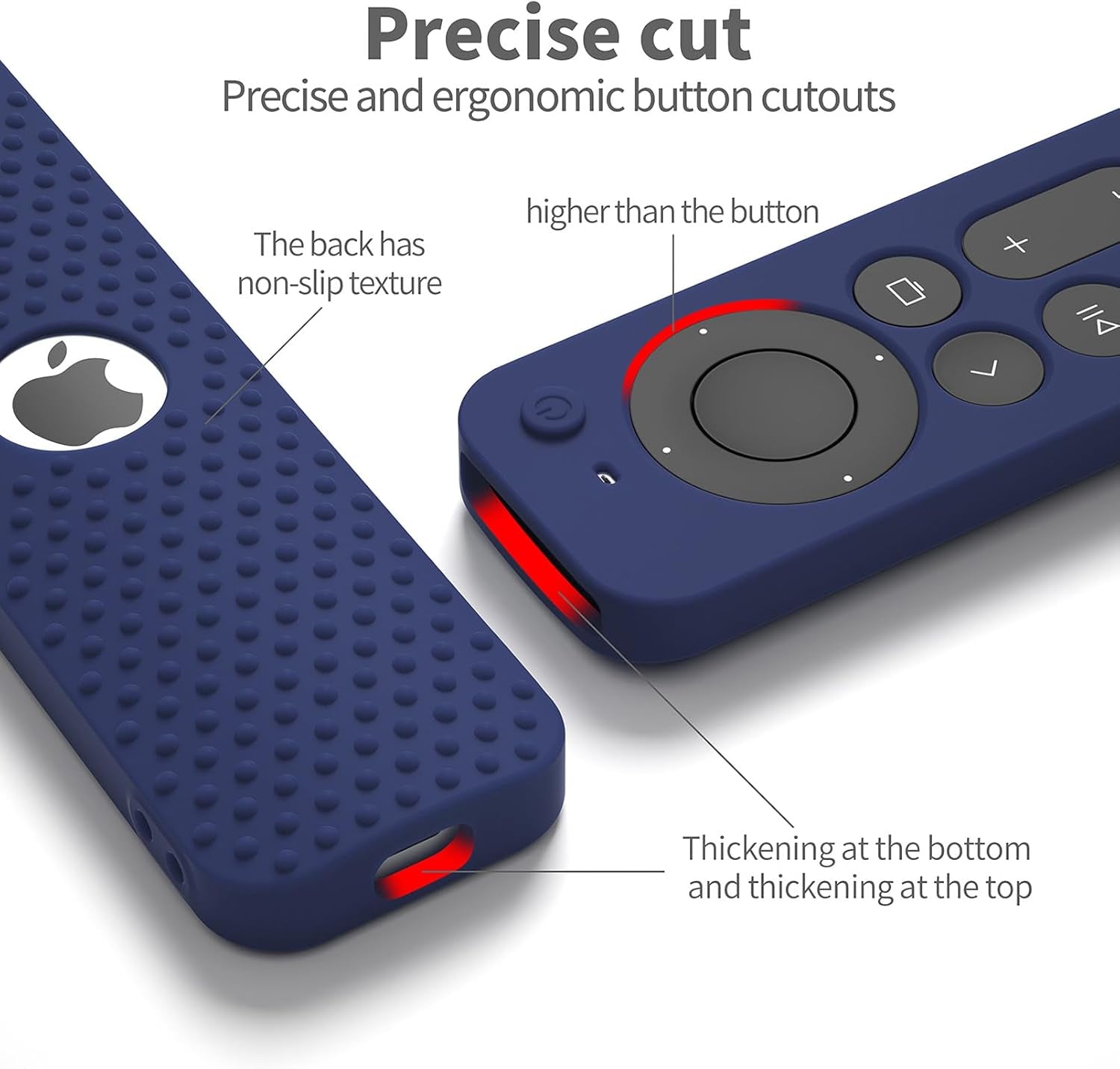 Silicone Cover Compatible with Apple TV Siri Remote 3Rd 2023 Shockproof Protective Case for Apple TV 4K 2Nd 2021 Remote Sleeve with Lanyard(Dark Blue)