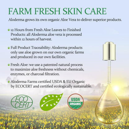 Aloe Vera Gel Made within 12 Hours of Harvest with 96% Pure Organic Aloe Vera for Skin, Scalp, & Hair, Soothing Aloe Face Moisturizer, Multipurpose, Hydrating Aloe Gel, 7.05Oz