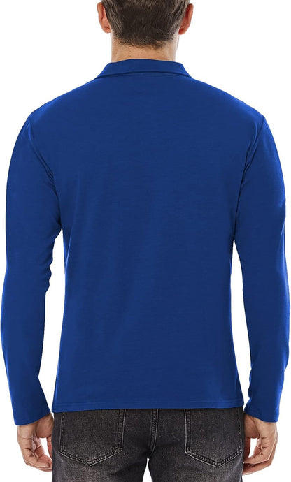 Mens Short&Long Sleeve Polo Shirt Casual Slim Fit Polo Tee Basic Designed Cotton Shirt for Man