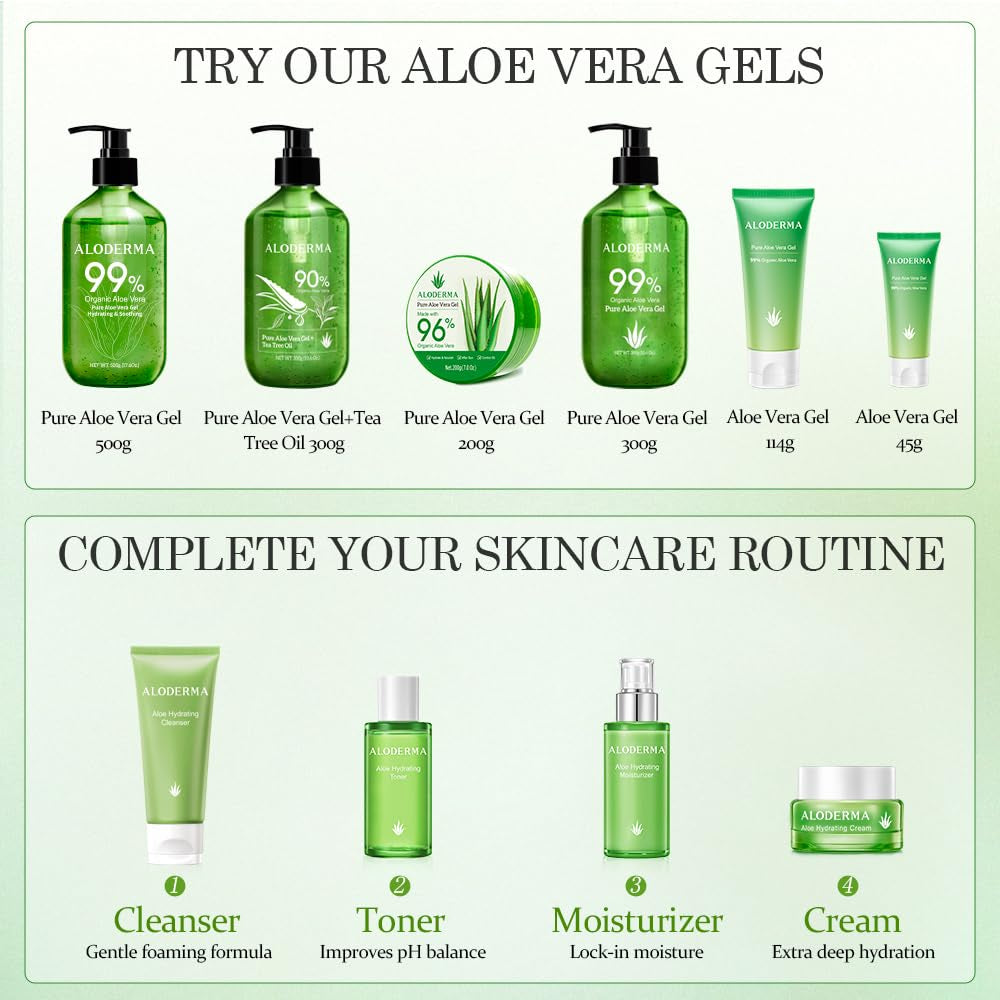 Aloe Vera Gel Made within 12 Hours of Harvest with 96% Pure Organic Aloe Vera for Skin, Scalp, & Hair, Soothing Aloe Face Moisturizer, Multipurpose, Hydrating Aloe Gel, 7.05Oz