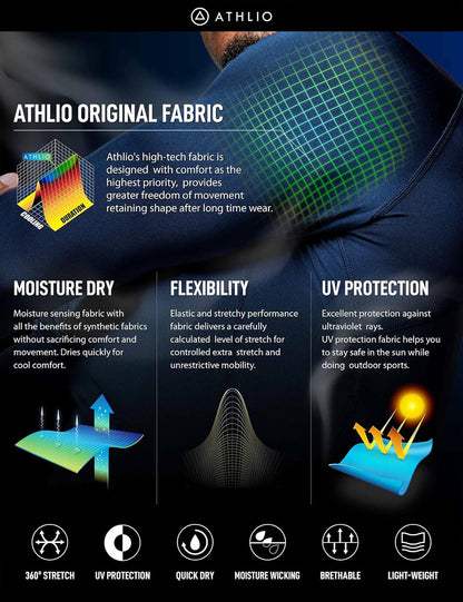 Men'S UPF 50+ Long Sleeve Compression Shirts, Water Sports Rash Guard Base Layer, Athletic Workout Shirt