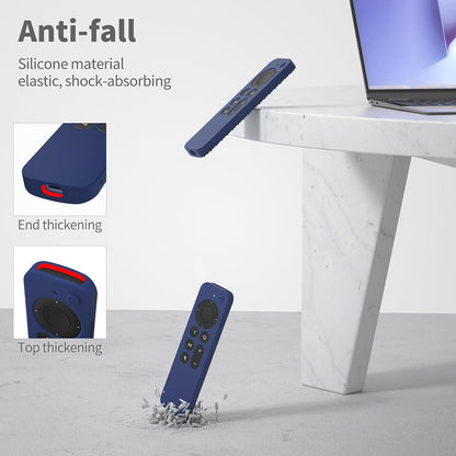 Silicone Cover Compatible with Apple TV Siri Remote 3Rd 2023 Shockproof Protective Case for Apple TV 4K 2Nd 2021 Remote Sleeve with Lanyard(Dark Blue)